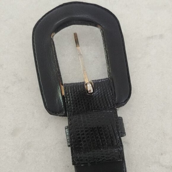 Vintage made in Canada Womens Small black leather belt snakeskin look 28 - Picture 9 of 13